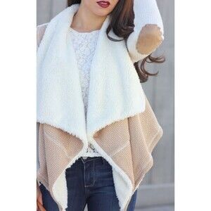 Anthropologie Saturday Sunday Cardigan Womens Small S Drape Sherpa Fur Boho Coat